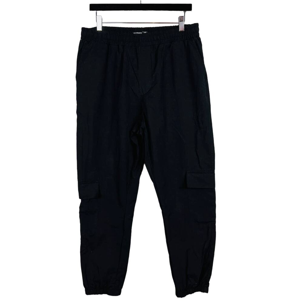 Nasty Gal Black Loose Fit Cargo Pant Elastic Waist - 10